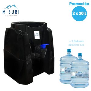 Dispensador Básico Negro + 2 Bid. de 20 L