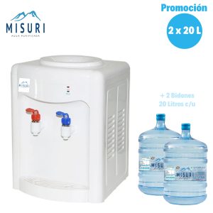 Dispensador de Sobremesa Blanco +  2 Bid. de 20 L